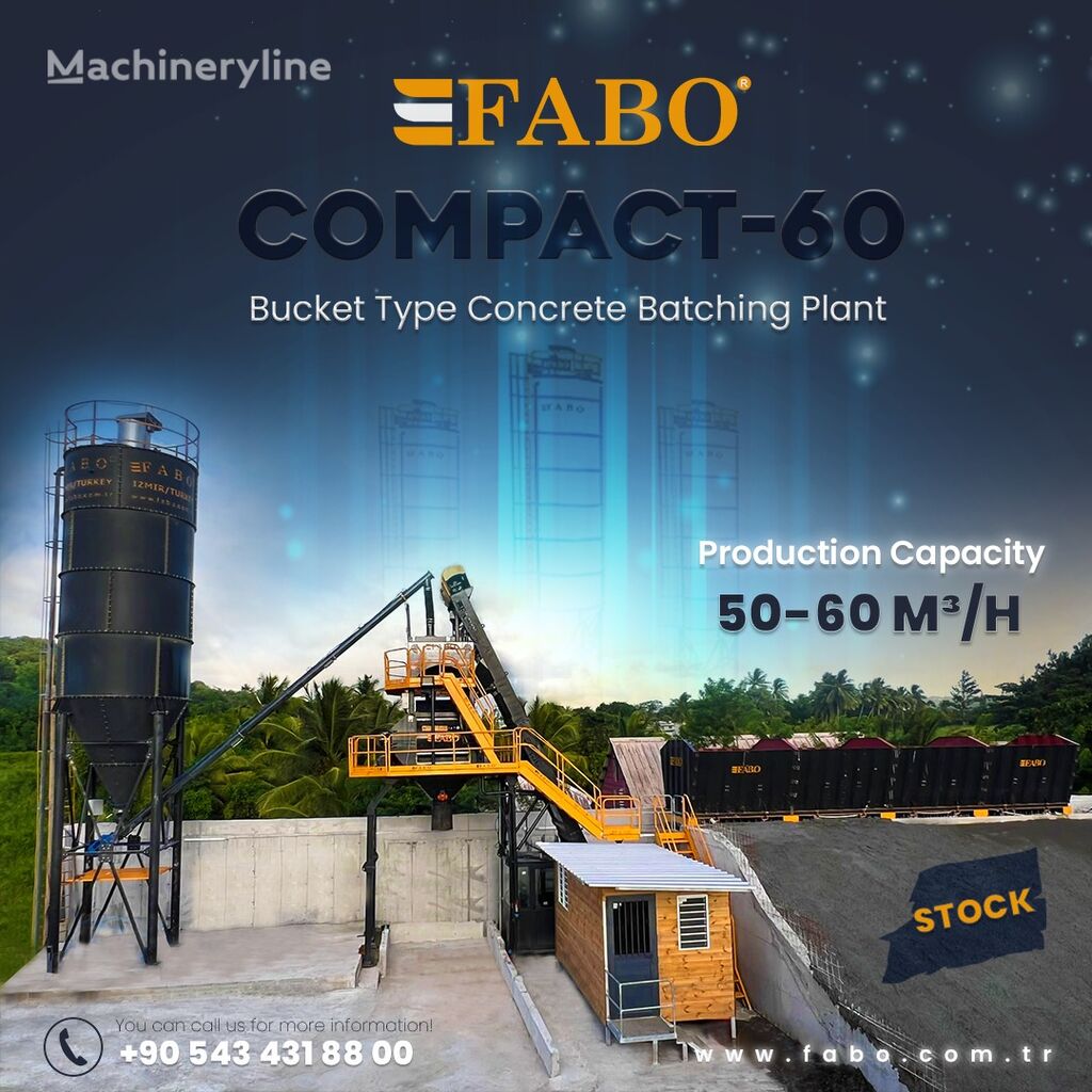 pabrik beton FABO SKIP SYSTEM CONCRETE BATCHING PLANT | 60m3/h Capacity | STOCK baru