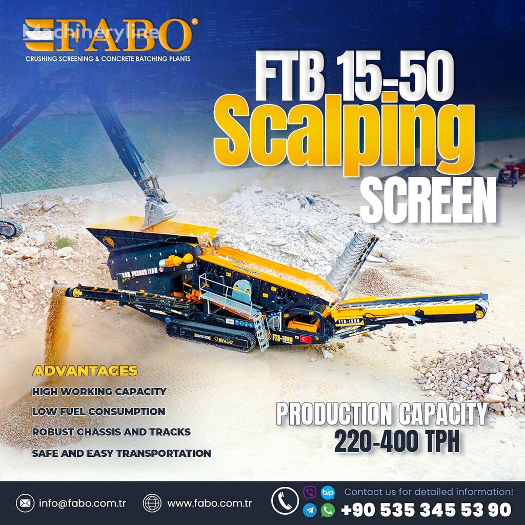 perlengkapan peremukan FABO FTB-1550 MOBILE SCALPING SCREEN baru